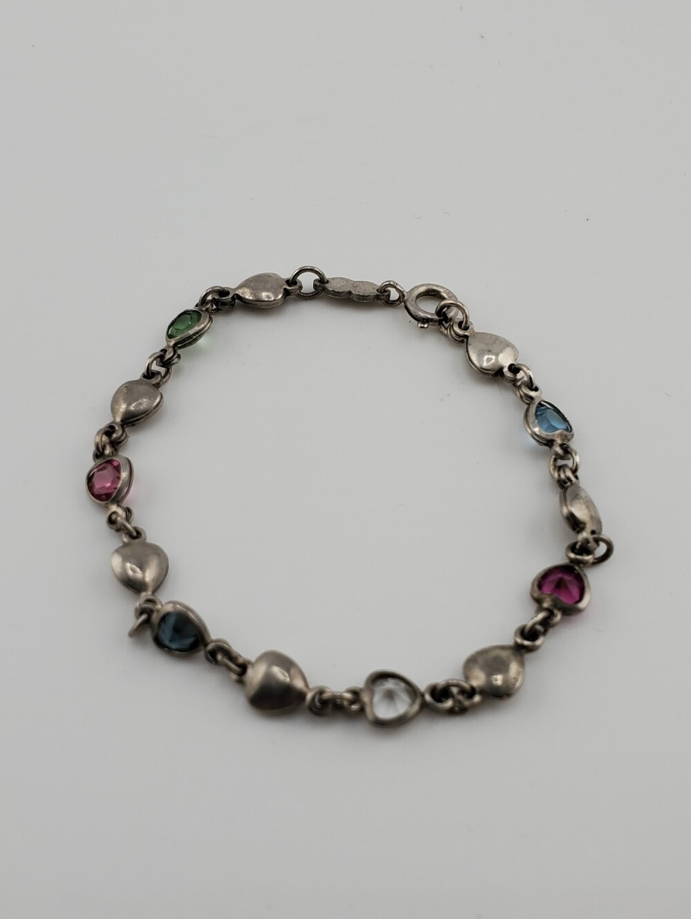 Sterling Heart Gemstone Bracelet